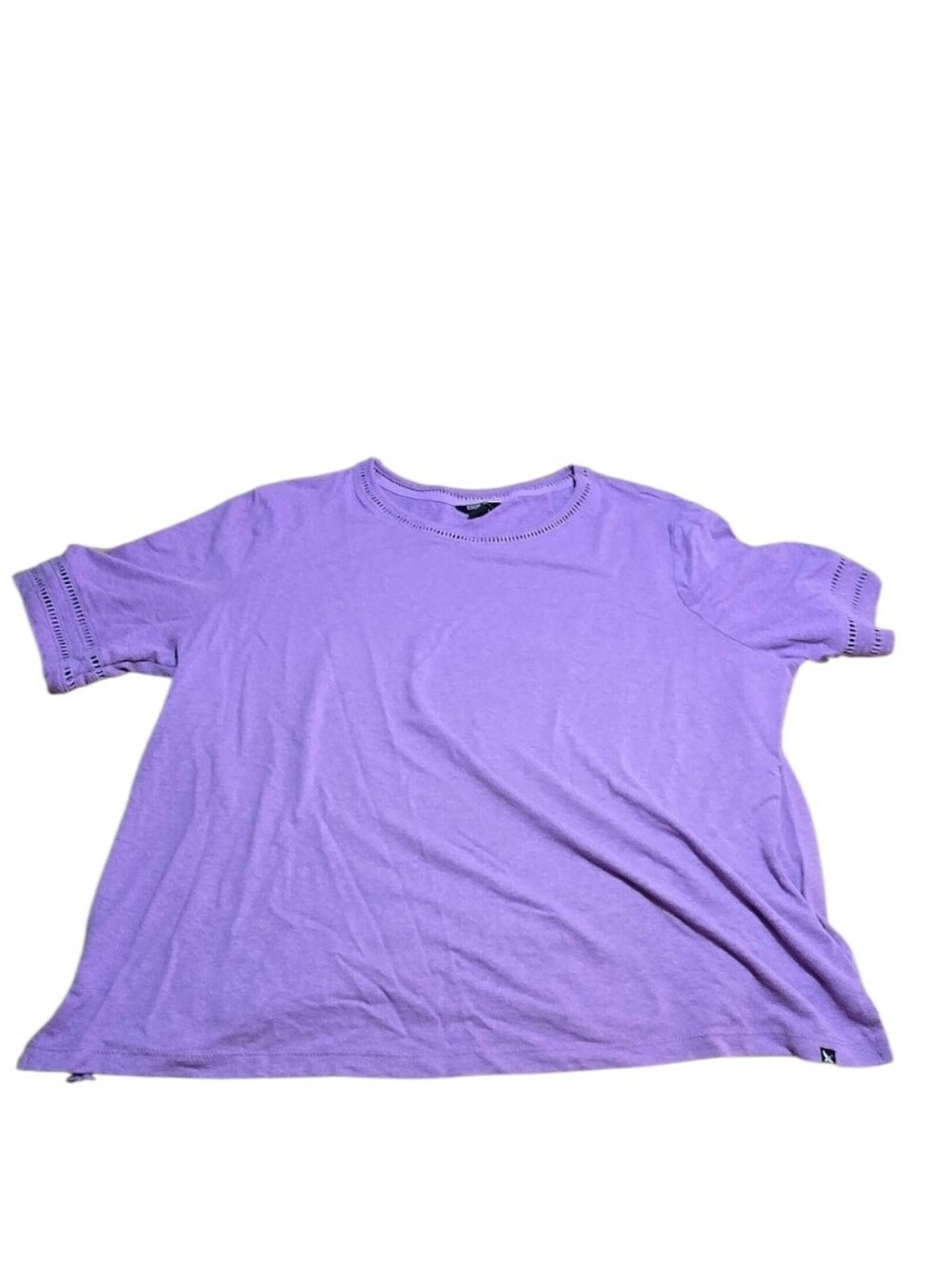 Eddie Bauer Women's Heather Lavender Linen Blend Short Sleeve Top Size XL E38